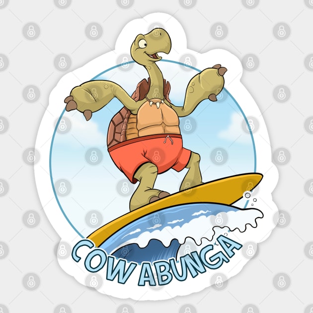 Surfin Turtle Funny Shirt, Cowabunga, Turtle Love Shirt Sticker by GAMAS Threads